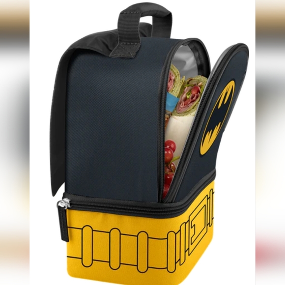Thermos Batman Lunchbox Bag Cape Top Handle 2 Compartment Kids Boys Grey OS NWT - Picture 10 of 16